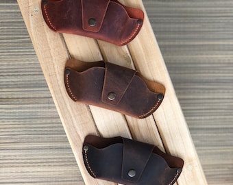 Estuche minimalista de cuero para gafas, soporte de cuero genuino para gafas de sol, funda de cuero para gafas