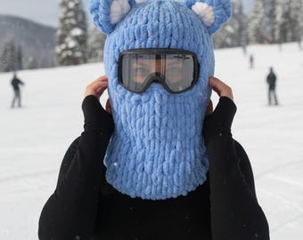 Animal Balaclava, Ski Helmet Balaclava Mask, Helmet Mask, Helmet Cover, Knitted Ski Mask, Bear Balaclava, Balaclava For Ski