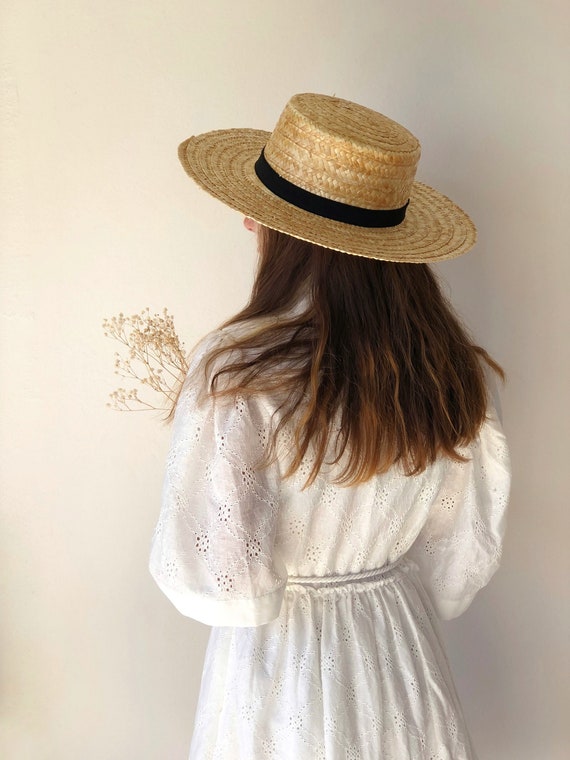 Handmade Beige Summer Straw Hat, Holiday Sun Hat, Summer  display picture 2