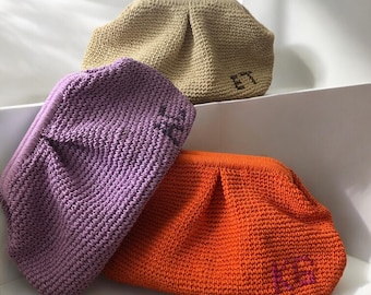Personalisierte handgemachte Tasche, Raffia-Beutel-Handtasche, personalisierte benannte Häkeltasche aus Raffia, Stroh-Sommer-Beutel-Tasche, personalisiertes Geschenk