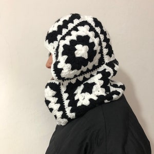 Pasamontañas colorido de crochet para mujer, gorro con capucha de punto de algodón, pasamontañas de crochet, regalo de Navidad