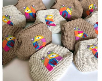 Crochet Letter Embroidered Raffia Bag, Raffia Clutch Bag For Women, Customized Straw Knitted Raffia Bag, Personalized Summer Clutch Bag