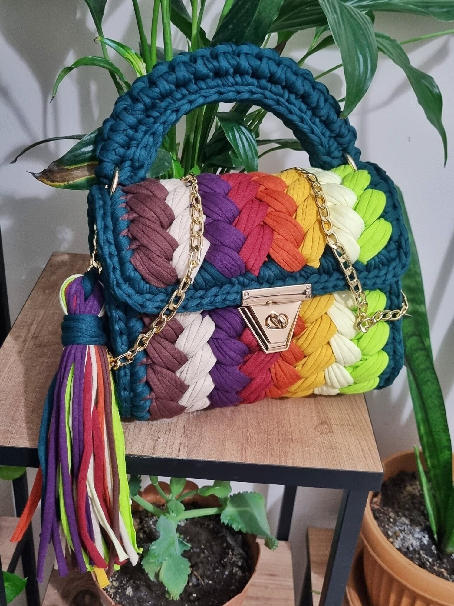 Multi Color Bag / Personalized Bag / Crochet Designer Bag / Etsy