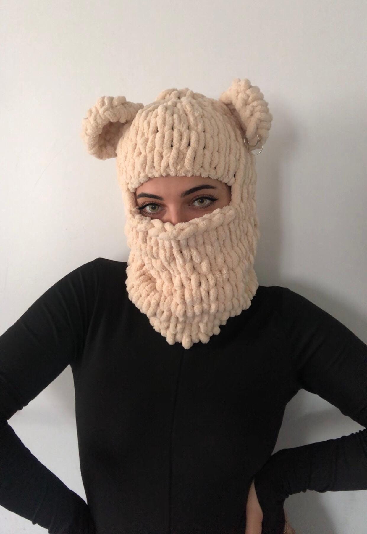 Hand Knit Wool Balaclava, Animal Balaclava, Helmet Protector, Ski