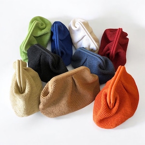 Handmade Natural Raffia Clutch Bag For Women, Straw Summer Handbag, Raffia Pouch Clutch Bag, Summer Wedding Clutch Bag