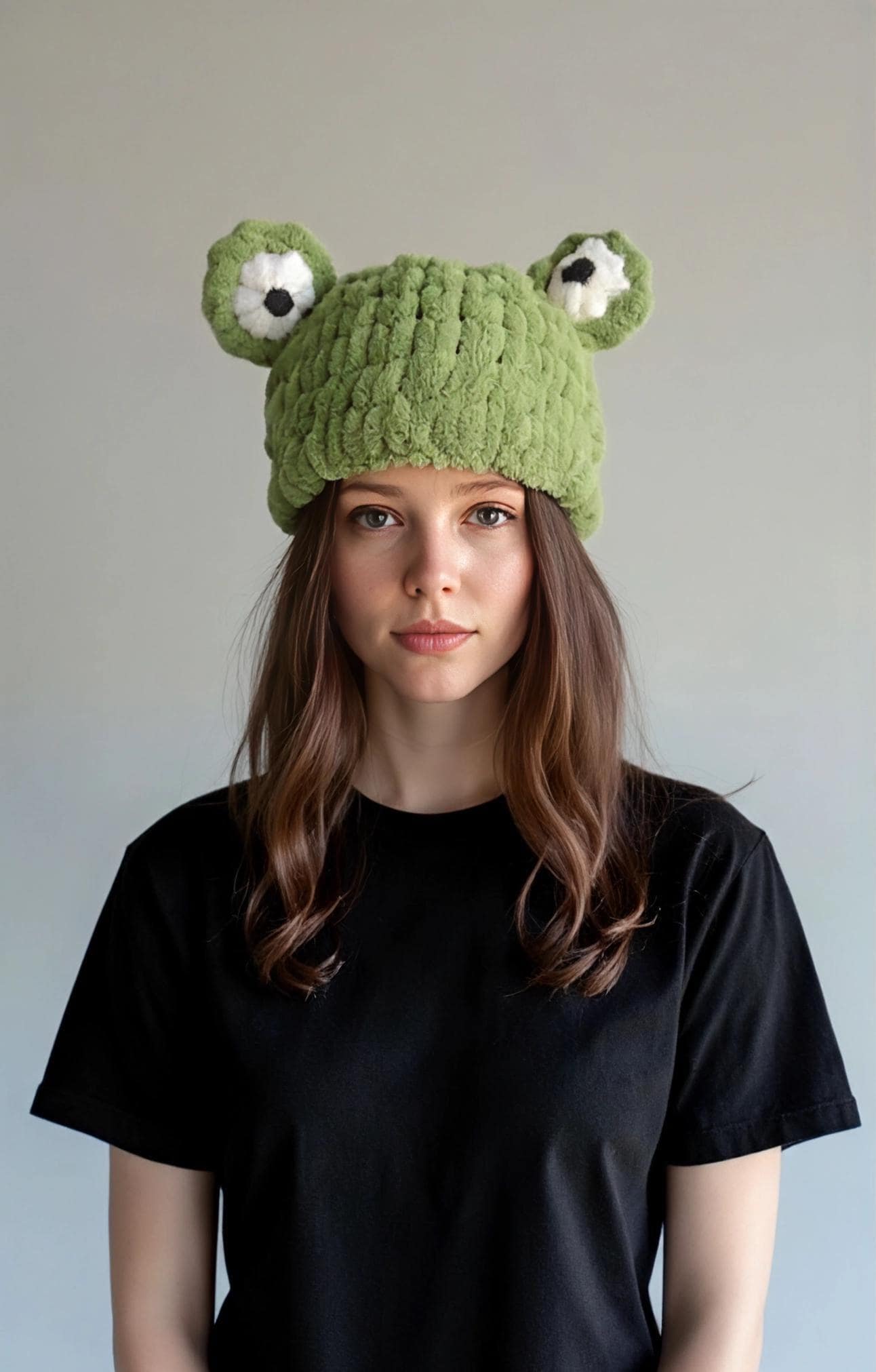 Knitted Frog Hat, Unisex Beanie With Ears, Crochet Animal 