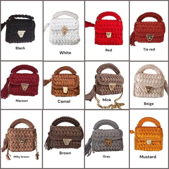 Multi Color Bag, Crochet Designer Bag, Knitted Colorful Shoulder Bag for Women, Capri Luxury Bag