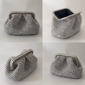 Handgemachte silberne metallische Clutch-Beutel für Frauen, Abendtasche Clutch Bag, moderne Hochzeit Clutch Bag Bild 4