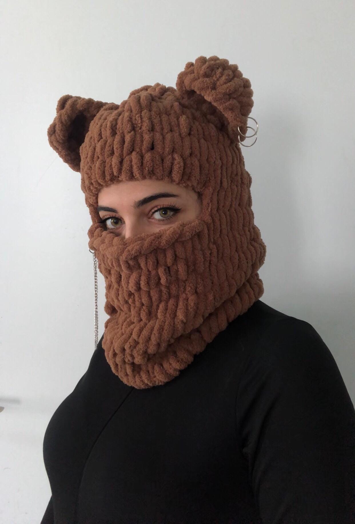 Black Bear Balaclava Mask, Knitted Balaclava Unisex, Animal  display picture 2