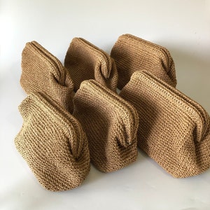Bolso de mano de rafia de ganchillo, bolso de verano tejido natural, bolso de mano tipo cartera de rafia de paja tejida imagen 10