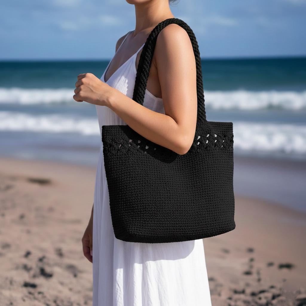 Borsa da spalla bohémien fatta a mano all'uncinetto con patchwork, esclusiva 2024, borsa a tracolla all'uncinetto adatta per spiaggia e vacanza | SHEIN ALIA