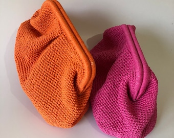 Small Raffia Clutch Bag For Women, Straw Knitted Raffia Pouch Bag, Woven Summer Wedding Clutch Bag