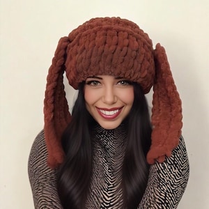 Bonnet lapin avec oreilles, bonnet lapin, bonnet de ski lapin, bonnet lapin au crochet, bonnet d&#39;hiver lapin, bonnet tricoté avec oreilles, cagoule au crochet