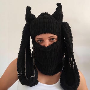 Hand Knit Balaclava Mask with Ears: Animal Style Ski Helmet Cover