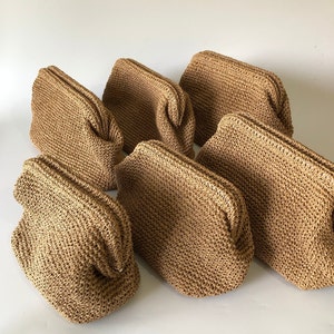 Small Raffia Clutch Bag, Womens Straw Summer Pouch Bag, Wicker Beach Clutch Bag