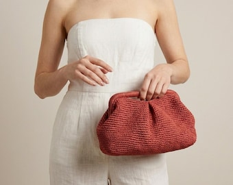 Raffia Hochzeit Clutch Tasche, Stroh gestrickte Raffia Tasche, Top Griff Clutch Handtasche für Frauen, Raffia Beutel Clutch Bag