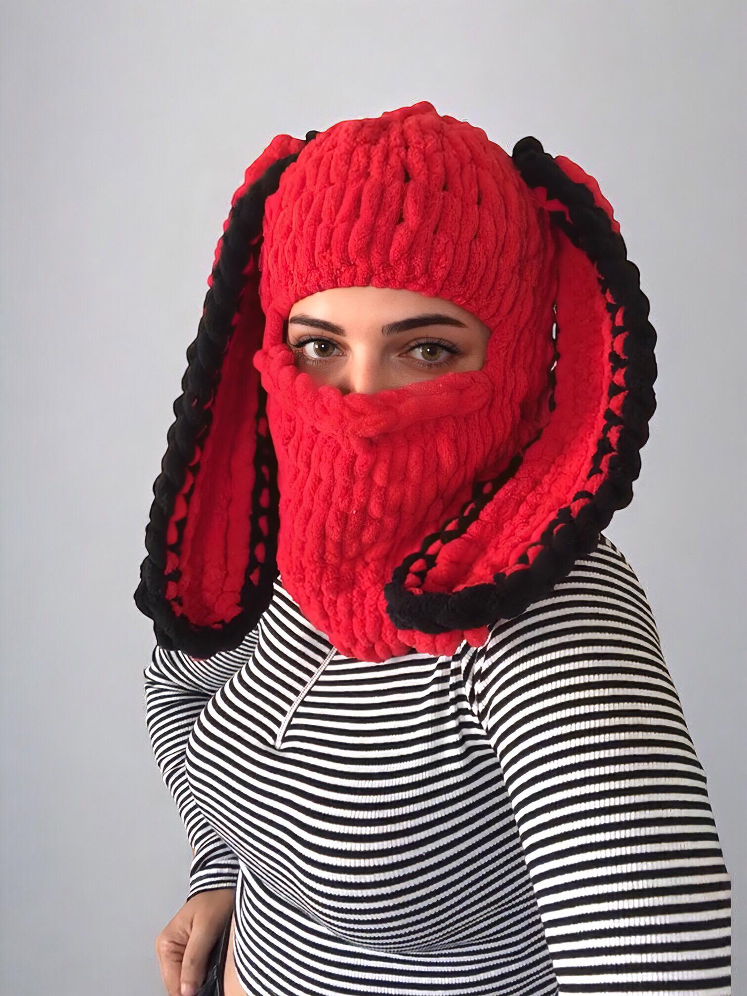 Bunny Beanie Custom Personalization, Animal Balaclava, Long Bunny