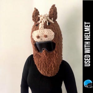 Gestrickte Pferde Balaclava, Tier Balaclava, Pferde Balaclava, Ski Helm Balaclava, Helm Maske, Helm Cover, Gesichtsmaske, Balaclava für Ski