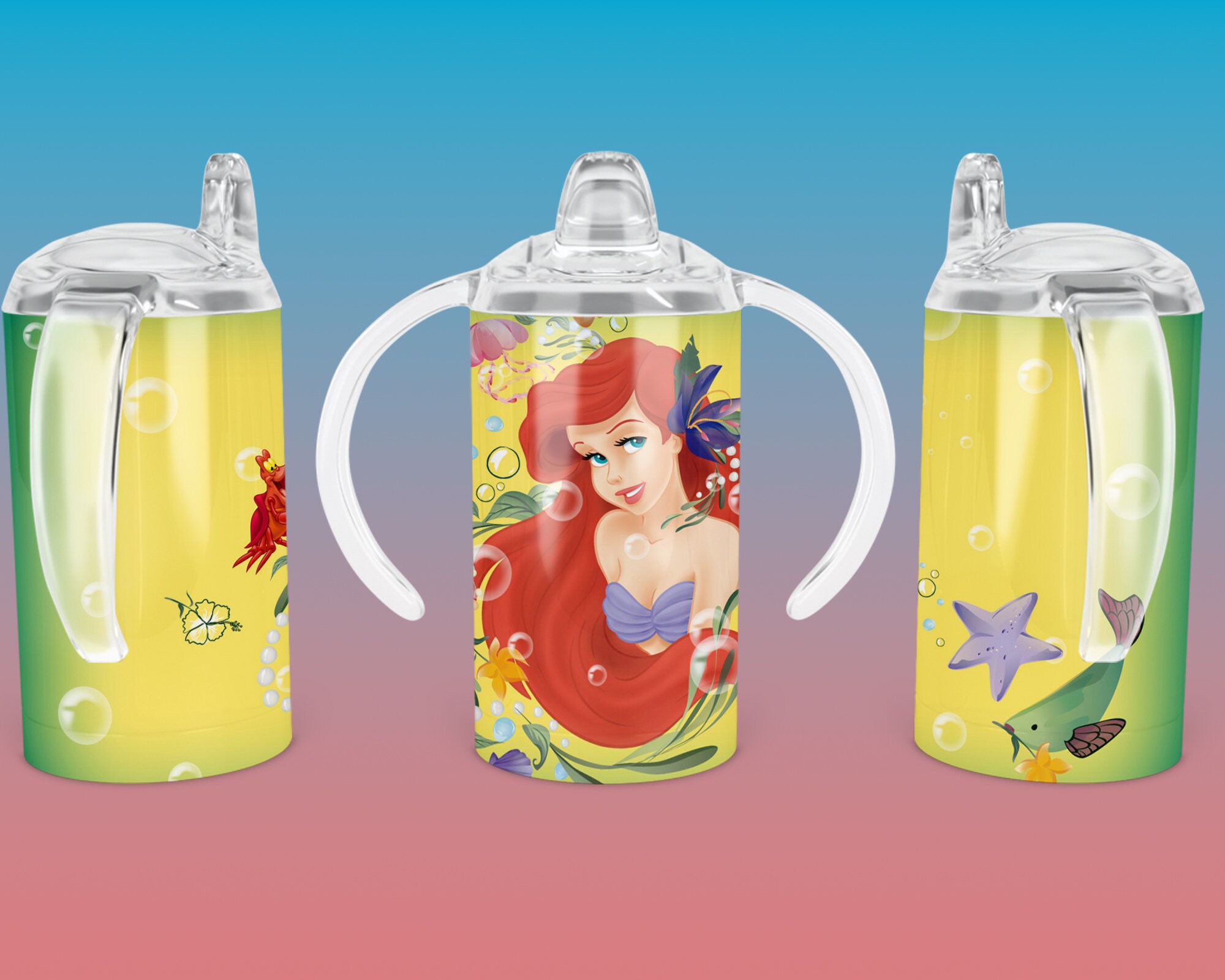 Little Mermaid 12oz Sippy Cup Sublimation Little Mermaid Etsy