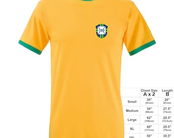 Brazil 1970 Retro Football Shirt Classic Badge Ringer T-shirt - Etsy