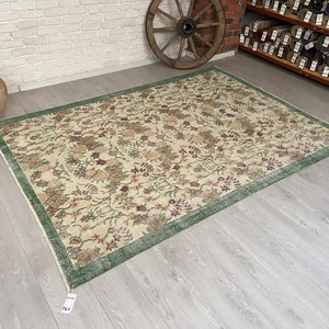6x8 Vintage Rug - Beige Turkish Area Rug - Antique Handmade Rug - Bedroom Rug - Living Room Rug - Anatolian Rug - Faded Rug - Special Design