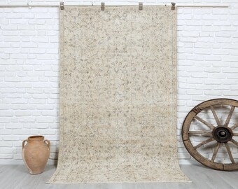 1,5x2,5m Vintage Teppich, Beige Türkischer Teppich, Antiker Handgefertigter Teppich, Anatolischer Wollteppich, Küchenteppich, Oushak Teppich