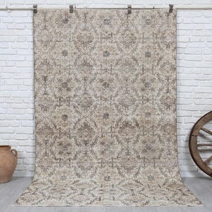5x9 Vintage Rug, Beige Rug, Turkish Area Rug, Bedroom Rug, Neutral Rug, Antique Handmade Rug, Oushak Rug, Muted Rug, Wool Anatolian Rug,