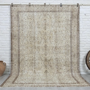 6x9 Vintage Rug, Beige Turkish Area Rug, Bedroom Rug, Oushak Rug, Neutral Rug, Wool Anatolian Rug, Antique Rug, Handmade Rug, 5&#39;6x9 feet