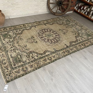 5x9 Vintage Rug - Beige Turkish Area Rug - Antique Handmade Rug - Bedroom Rug - Neutral Rug - Oushak Rug - Living Room Rug - Muted Area Rug