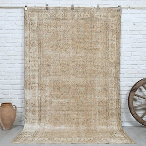 5x9 Vintage Rug, Light Brown Turkish Rug, Bedroom Rug, Neutral Rug, Distressed Rug, Handmade Rug, Oushak Rug, Muted Rug, Wool Anatolian Rug