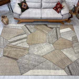 6&#39;10&quot;x9&#39;9&quot; Feet | Handmade Patchwork Rug | Nomadic Rug | Home Decor Rug | Living Room Rug | Antique Special Design Rug | Hand Knotted Rug