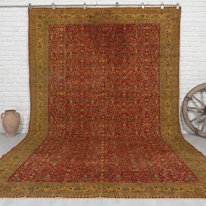 8x12 Vintage Rug, Red Rug, Antique Handmade Rug, Turkish Area Rug, Living Room Rug, Bedroom Rug, Anatolian Rug, Oushak Rug, Special Design