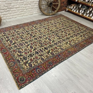 6x9 Vintage Rug - Beige Turkish Area Rug - Bedroom Rug - Oushak Rug - Living Room Rug - Anatolian Rug - Antique Rug - 1950&#39;s - Handmade Rug