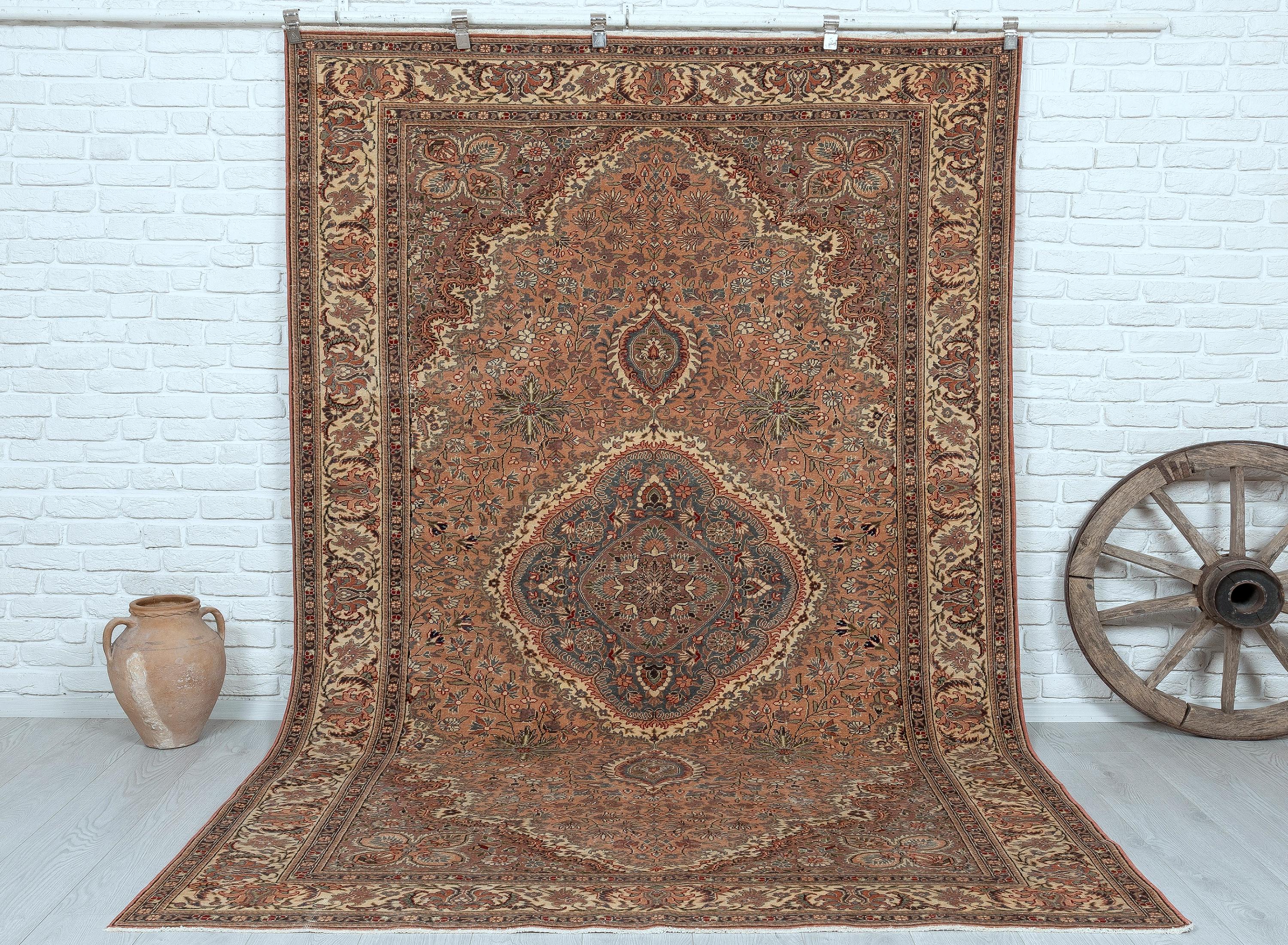 6x10 Vintage Rug, Brown Wool Rug, Turkish Rug, Antique Handmade Rug, Bedroom Rug, Oushak Rug, Handwoven Rug, Anatolian Rug, Special Design