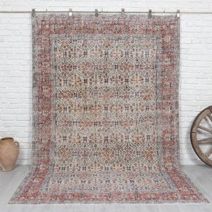 6x9 Vintage Rug, Beige Rug, Turkish Wool Rug, Bedroom Rug, Oushak Rug, Neutral Rug, Special Design Rug, Antique Handmade Rug, 6&#39;3x9&#39;4 feet