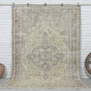 5x9 Vintage Rug, Beige Turkish Area Rug, Bedroom Rug, Neutral Rug, Antique Handmade Rug, Oushak Rug, Muted Rug, Anatolian Rug, Wool Area Rug