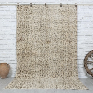 5x9 Vintage Rug, Beige Turkish Rug, Bedroom Rug, Neutral Rug, Antique Handmade Rug, Oushak Rug, Muted Rug, Wool Anatolian Rug, Faded Rug