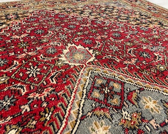 6x10 Persian Rug, Red Vintage Rug, Antique Handmade Rug, Bedroom Rug, Living Room Rug, Wool Area Rug, Handwoven Rug, Faded Rug, 6&#39;4x9&#39;6 feet