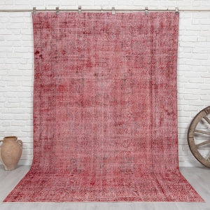 6x9 Vintage Rug, Red Rug, Handwoven Rug, Turkish Area Rug, Bedroom Rug, Oushak Rug, Overdyed Rug, Antique Handmade Rug, Anatolian Wool Rug