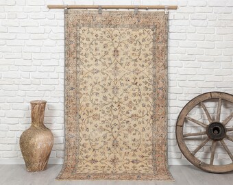 100x200 Vintage Teppich, Türkischer Teppich, Oushak Teppich, Handgewebter Teppich, Anatolischer Teppich, Handgewebter Wollteppich, 100x200 cm