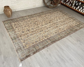 6x9 Vintage Rug - Antique Handmade Rug - Beige Turkish Area Rug - Muted Rug - Special Design - Bedroom Rug - Neutral Rug - Anatolian Rug