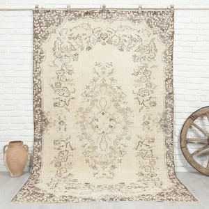 6x9 Vintage Rug, Beige Rug, Turkish Area Rug, Bedroom Rug, Oushak Rug, Neutral Rug, Wool Anatolian Rug, Antique Rug, Handmade Rug, Boho Rug