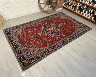 5x8 Vintage Rug / Red Turkish Rug / Antique Handmade Rug / Special Design / Bedroom Rug / Ouahak Rug / Decorative Area Rug / Anatolian Rug