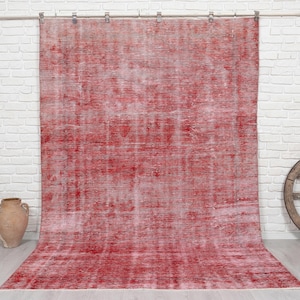 6x9 Vintage Rug, Red Handwoven Rug, Turkish Area Rug, Bedroom Rug, Oushak Rug, Overdyed Rug, Antique Handmade Rug, Distressed Rug, Wool Rug