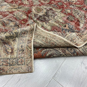 8x11 Vintage Rug, Antique Handmade Rug, Red Rug, Turkish, Rug, Distressed Rug, Hand Woven Rug, Large Rug, Special Design, Wool Area Rug