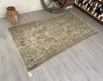 4x7 Vintage Rug / Antique Handmade Rug / Beige Turkish Area Rug / Anatolian Rug / Wool Bedroom Rug / Ethnic Rug / 3&#39;9&quot;x6&#39;7&quot; ft. / Oushak Rug