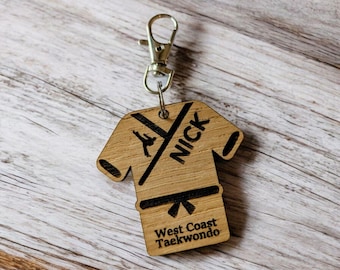 Personalised Taekwondo Karate Keyring: Engraved Martial Arts Gift