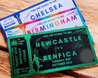 Personalised Foil Football Ticket: Custom Game Day Gift