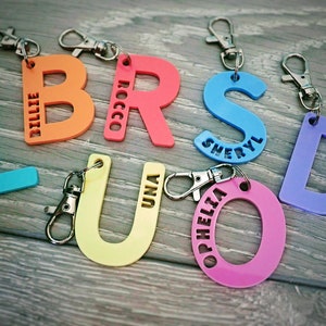 Personalised Letter Name Keyring Bag Tag. Back to School. Stocking Filler