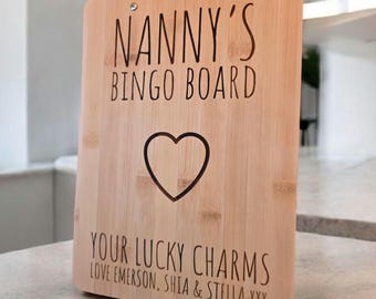 Personalised Bingo Clipboard A4 Bamboo Wooden Engraved Board Crossword Games